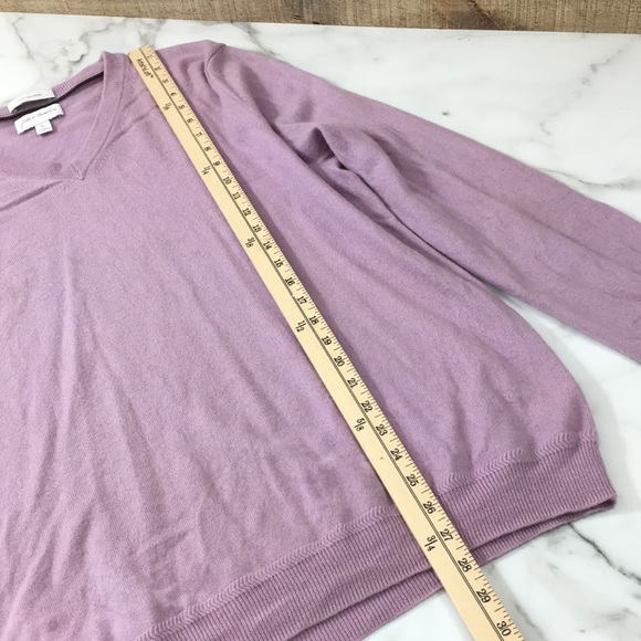 John W Nordstrom Lilac Purple Knit 100% Cashmere Sweater Mens XL V-Neck Pullover - Picture 9 of 13